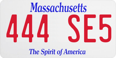 MA license plate 444SE5