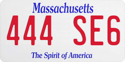 MA license plate 444SE6