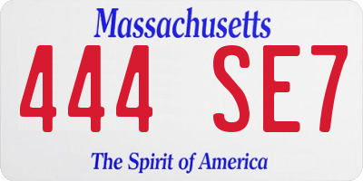 MA license plate 444SE7