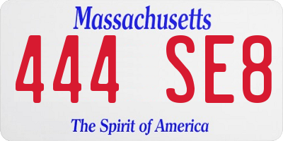 MA license plate 444SE8
