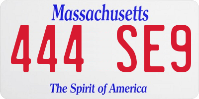MA license plate 444SE9