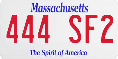 MA license plate 444SF2