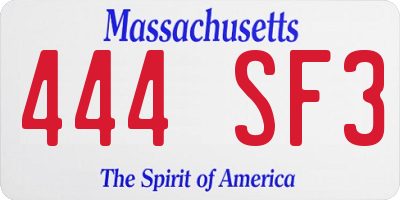 MA license plate 444SF3