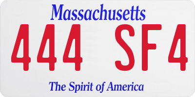 MA license plate 444SF4