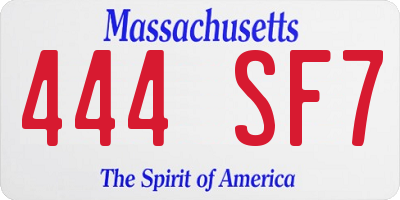 MA license plate 444SF7