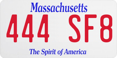 MA license plate 444SF8