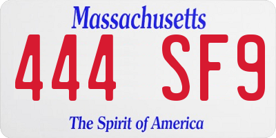 MA license plate 444SF9
