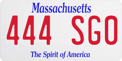 MA license plate 444SG0