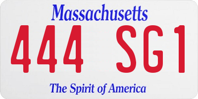 MA license plate 444SG1