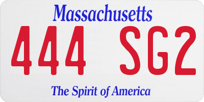 MA license plate 444SG2