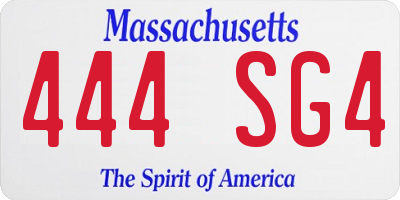 MA license plate 444SG4