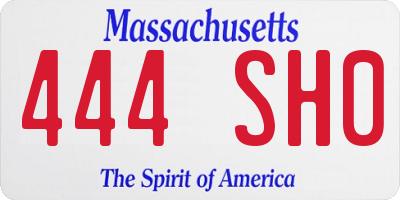 MA license plate 444SH0