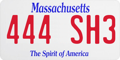 MA license plate 444SH3