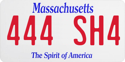 MA license plate 444SH4
