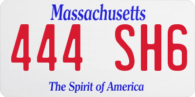 MA license plate 444SH6