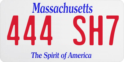 MA license plate 444SH7