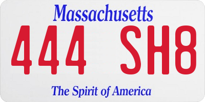 MA license plate 444SH8