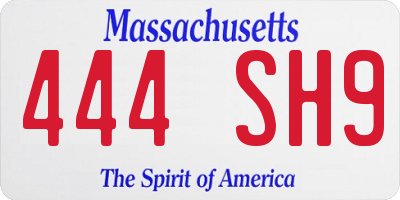 MA license plate 444SH9