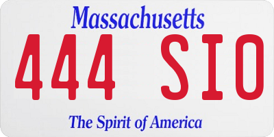 MA license plate 444SI0