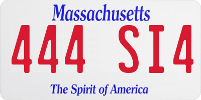 MA license plate 444SI4
