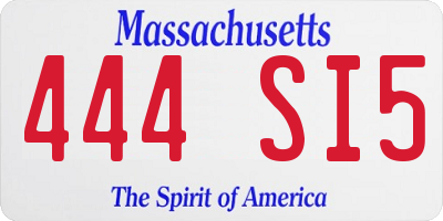 MA license plate 444SI5