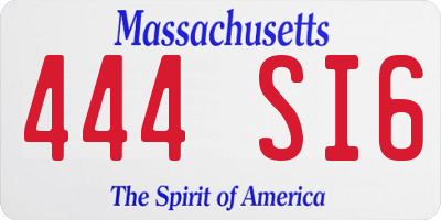 MA license plate 444SI6
