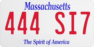 MA license plate 444SI7
