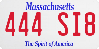 MA license plate 444SI8