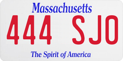 MA license plate 444SJ0
