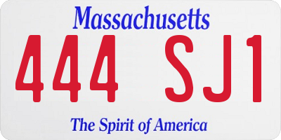 MA license plate 444SJ1