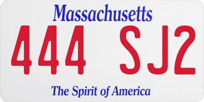 MA license plate 444SJ2
