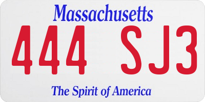 MA license plate 444SJ3