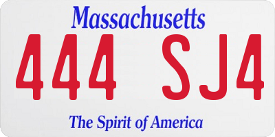 MA license plate 444SJ4
