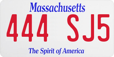 MA license plate 444SJ5
