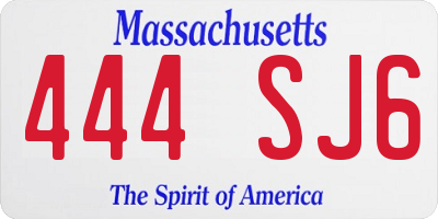 MA license plate 444SJ6