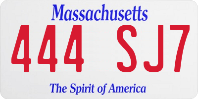 MA license plate 444SJ7