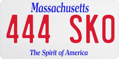 MA license plate 444SK0