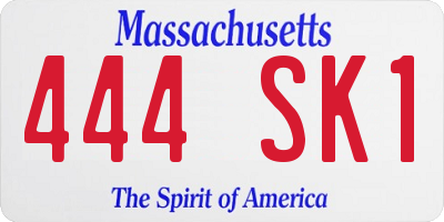 MA license plate 444SK1