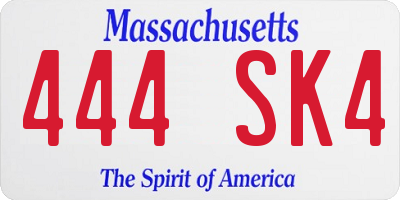 MA license plate 444SK4