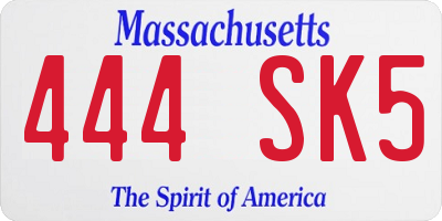 MA license plate 444SK5