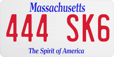 MA license plate 444SK6