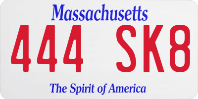 MA license plate 444SK8