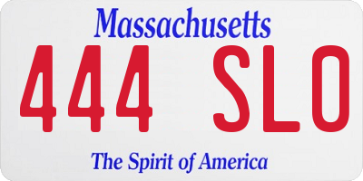 MA license plate 444SL0
