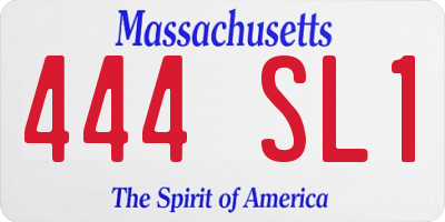 MA license plate 444SL1