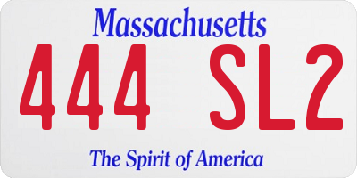 MA license plate 444SL2