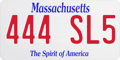 MA license plate 444SL5