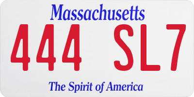 MA license plate 444SL7