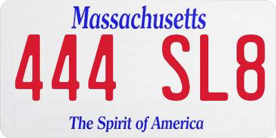 MA license plate 444SL8