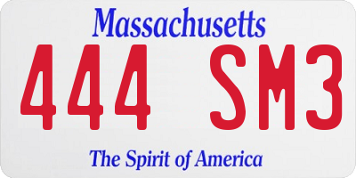 MA license plate 444SM3