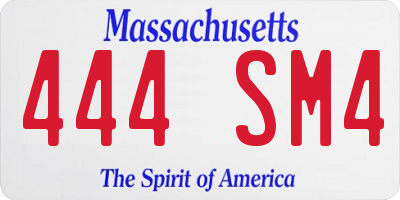 MA license plate 444SM4